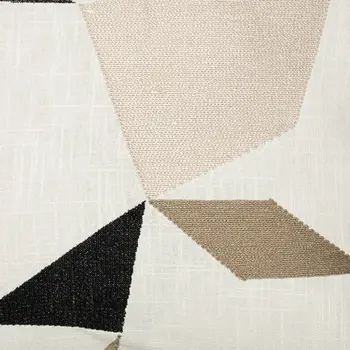 24" Taupe and Ivory Geometric Cotton Blend Throw Pillow With Embroidery