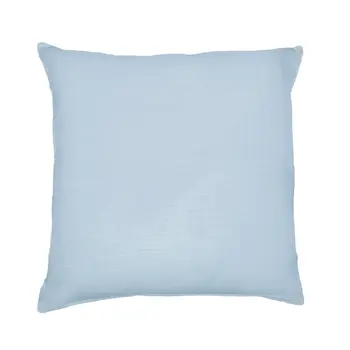 24" Blue Check Cotton Blend Throw Pillow With Embroidery