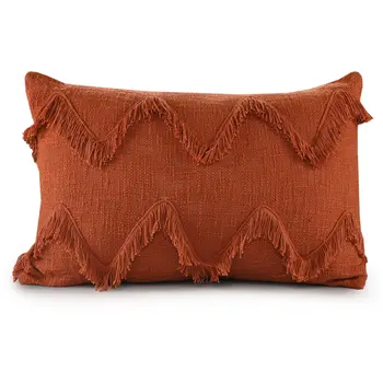 14" X 20" Cinnamon Chevron Cotton Lumbar Throw Pillow With Texture
