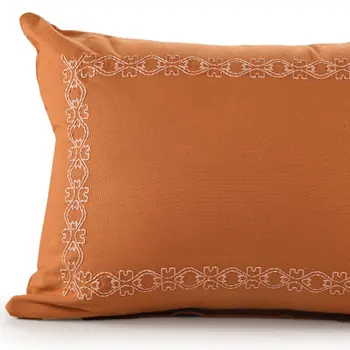 14" X 20" Orange Geometric Cotton Lumbar Throw Pillow