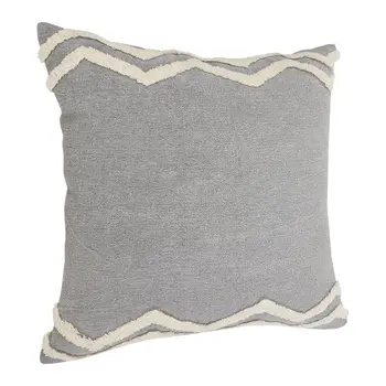 16" X 24" Gray Chevron Cotton Lumbar Throw Pillow