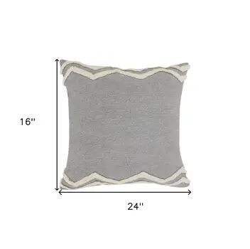 16" X 24" Gray Chevron Cotton Lumbar Throw Pillow