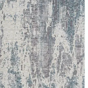 8' Gray And Ivory Abstract Runner Rug