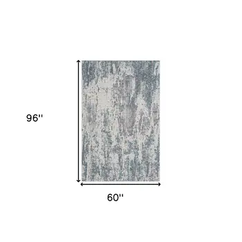 5' X 8' Gray and Ivory Abstract Area Rug