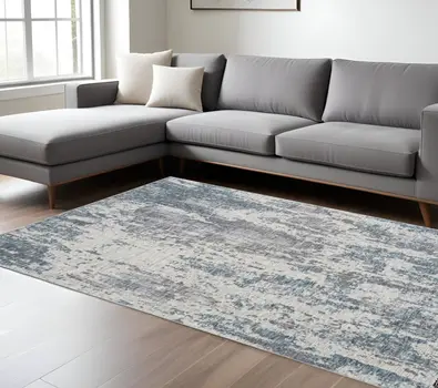 9' X 12' Gray and Ivory Abstract Area Rug