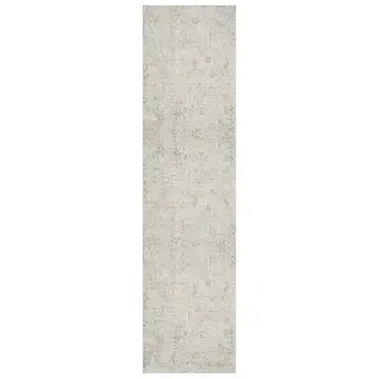 8' Ivory And Gray Abstract Runner Rug