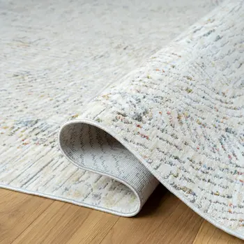 9' X 12' Ivory and Gray Abstract Area Rug