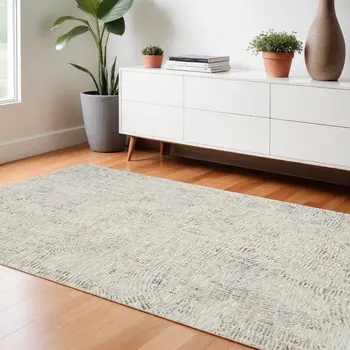 10' X 14' Ivory and Gray Abstract Area Rug