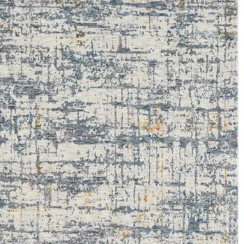 5' X 8' Blue and Ivory Abstract Area Rug