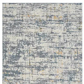8' X 10' Blue and Ivory Abstract Area Rug