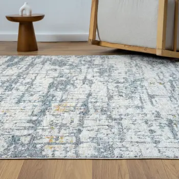 8' X 10' Blue and Ivory Abstract Area Rug