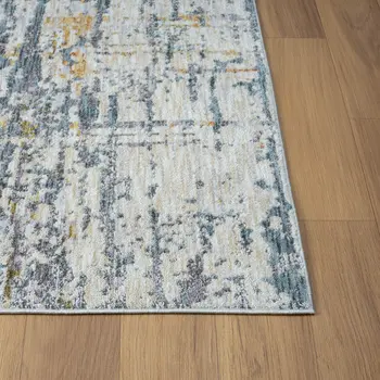 8' X 10' Blue and Ivory Abstract Area Rug