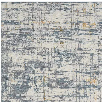 9' X 12' Blue and Ivory Abstract Area Rug