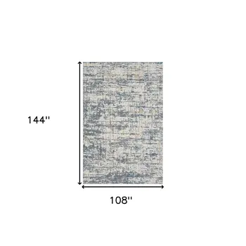 9' X 12' Blue and Ivory Abstract Area Rug