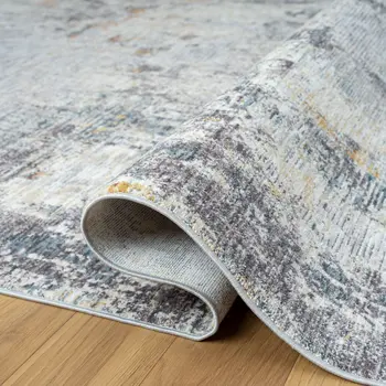 5' X 8' Gray and Ivory Abstract Area Rug
