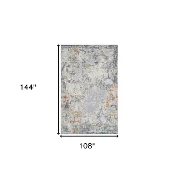 9' X 12' Gray and Ivory Abstract Area Rug