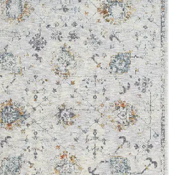 8' Ivory And Blue Floral Runner Rug
