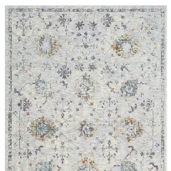 5' X 8' Ivory and Blue Floral Area Rug