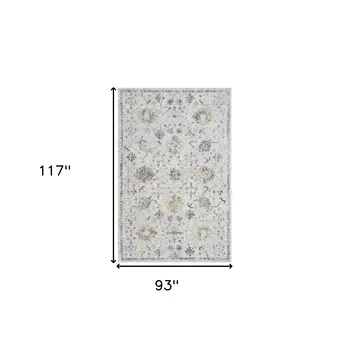 8' X 10' Ivory and Blue Floral Area Rug