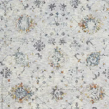 9' X 12' Ivory and Blue Floral Area Rug