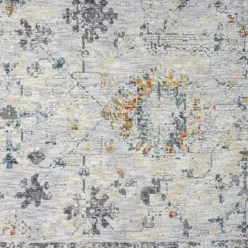 9' X 12' Ivory and Blue Floral Area Rug