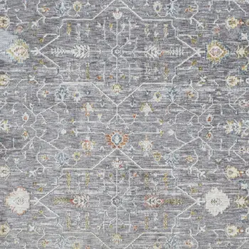 5' X 8' Gray and Ivory Floral Area Rug