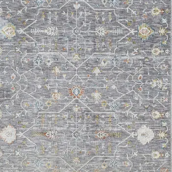 8' X 10' Gray and Ivory Floral Area Rug