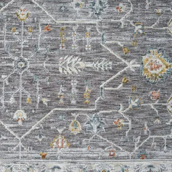 9' X 12' Gray and Ivory Floral Area Rug