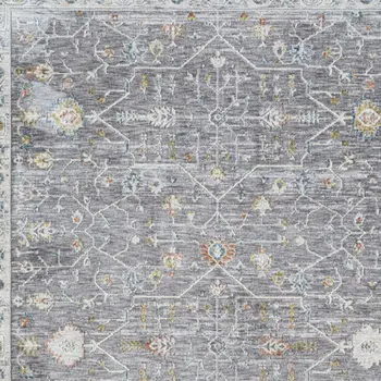 10' X 14' Gray and Ivory Floral Area Rug