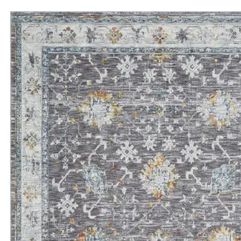 10' X 14' Gray and Ivory Floral Area Rug