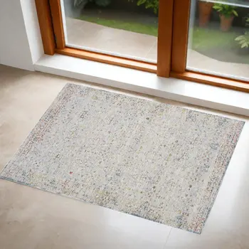 2' X 3' Ivory and Blue Floral Area Rug