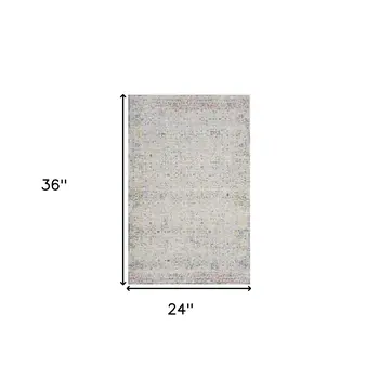 2' X 3' Ivory and Blue Floral Area Rug