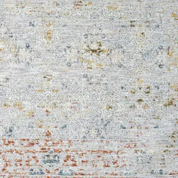 8' Gray And Blue Floral Distressed Runner Rug