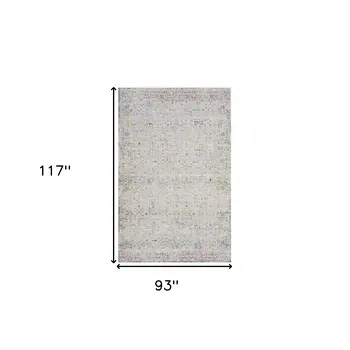 8' X 10' Ivory and Blue Floral Area Rug