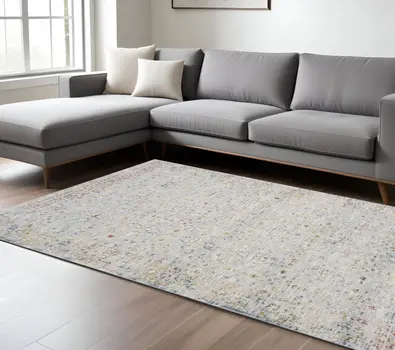 9' X 12' Ivory and Blue Floral Area Rug
