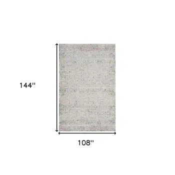 9' X 12' Ivory and Blue Floral Area Rug