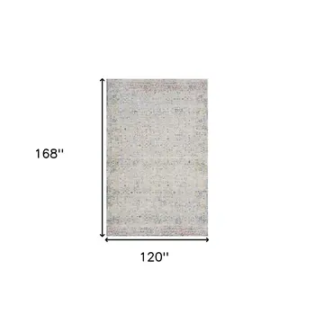 10' X 14' Ivory and Blue Floral Area Rug