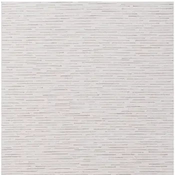 5' X 8' Beige and Ivory Wool Striped Hand Tufted Area Rug