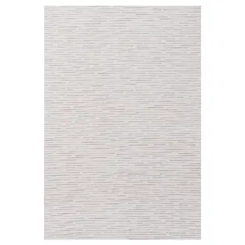 8' X 10' Beige and Ivory Wool Striped Hand Tufted Area Rug