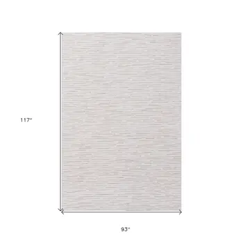 8' X 10' Beige and Ivory Wool Striped Hand Tufted Area Rug