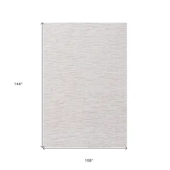 9' X 12' Beige and Ivory Wool Striped Hand Tufted Area Rug
