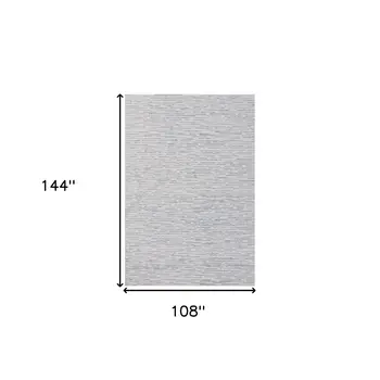 9' X 12' Ivory and Blue Wool Striped Hand Tufted Area Rug