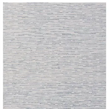 9' X 12' Ivory and Blue Wool Striped Hand Tufted Area Rug