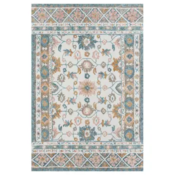9' X 12' Blue and Ivory Wool Floral Hand Tufted Area Rug