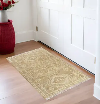 2' X 3' Brown Jute Medallion Hand Woven Area Rug