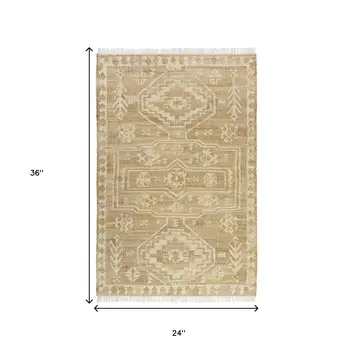 2' X 3' Brown Jute Medallion Hand Woven Area Rug