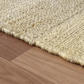 8' Natural And Ivory Jute Abstract Hand Woven Runner Rug