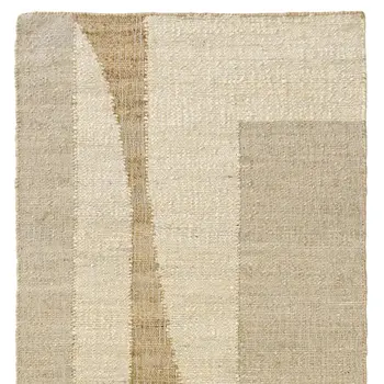 8' Natural And Ivory Jute Abstract Hand Woven Runner Rug