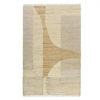 9' X 12' Natural and Ivory Abstract Hand Woven Area Rug