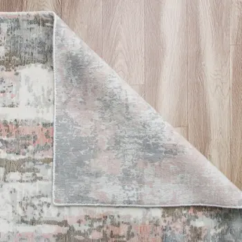 2' X 3' Gray and Pink Abstract Hand Loomed Area Rug